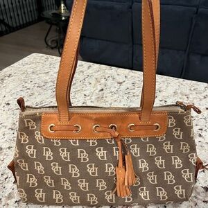 Dooney & Bourke Tan and Brown Monogram Shoulder Bag